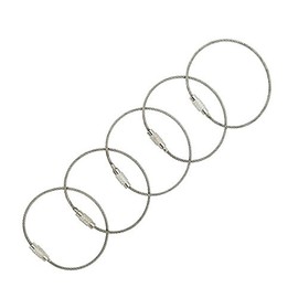 5Pack Luggage Tag Loops,6 Inch Stainless Steel String Keychain for Silicon Luggage Tags by Ovener