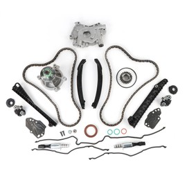 Timing Chain Kit Oil Water Pump 5.4L Fit for Expedition 2005-2008, For F150 04-08, For F250 Super Duty 05-08, For F350 Super Duty 05-08, For Navigator 05-08, For Mark LT 2006 2007 with Cover Gasket