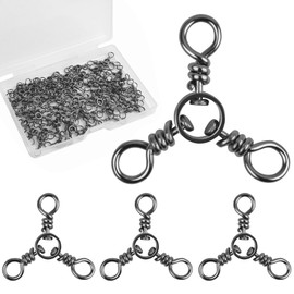 3 Way Swivels Fishing Tackle Catfish Swivels Three Way Rigs, 40pcs T-Turn Swivel Stainless Steel Triple Cross Line Fishing Connectors for Trolling Saltwater Freshwater 26-103lbs(1/0-103lbs-40pcs)