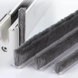 Zjclx 5m (16feet) Brush Weather Striping Card-Slot Seal Strip Pile Weatherstrip Door Sweep Brush for Door Window (5mm x 12mm (3/16" 1/2"), Gray)