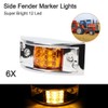 OCPTY 6pcs 12 Led Rectangular Armored-style Side Marker Light w/Chrome