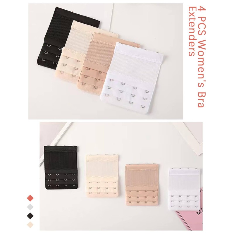 JELIEE 4 PCS Women's Bra Extenders 4 Hooks 3 Rows