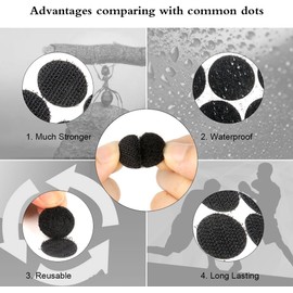 Self Adhesive Dots, Strong Adhesive 800pcs(400 Pairs) 0.59 inch Diameter Sticky Back Hook Nylon, Loop Strips with Waterproof Sticky Glue Tapes for Classroom, Office, Home(Black)