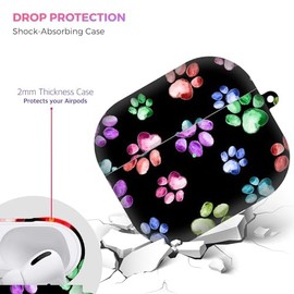 GlamCase for AirPods Pro Case, AirPods Pro 1st Gen / 2019 Case - Dog Paw Watercolour Print Design Printed Cute Plastic Hard Snap on Protective Designer AirPod Case/Cover for AirPods Pro 2019.