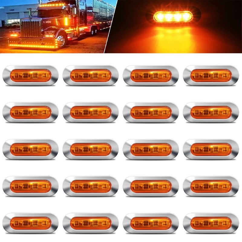 AOXLFU 20PCS Amber 12-24V LED Trailer Lights Side Marker Lights