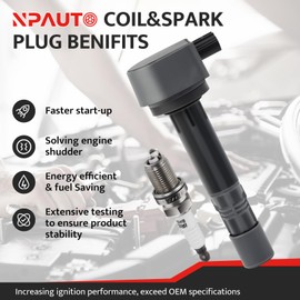 Ignition Coil Pack Spark Plugs fit for V6 3.5 3.7 2009-2015 Honda Pilot Ridgeline, 2013 2014 2015 Acura RDX, 2010 2011 2012 2013 Acura ZDX, UF624, Set of 6