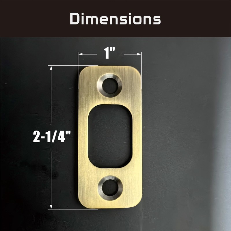 Siwil Deadbolt Strike Plate, Antique Brass Door Backplate 1" X