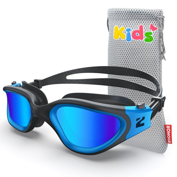 ZIONOR Kids Swim Goggles, G1MINI SE Anti-fog Crystal Clear Swimming Goggles for Kids Age 6-14, Leak Proof Kids Swimming Goggles for Children Boy Girl with UV Protection (Blue)