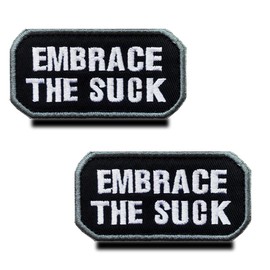 Zcketo 2 Pieces Tactical Embrace The Suck Military Embroidered Applique Hook & Loop Funny Suck Emblem Patch