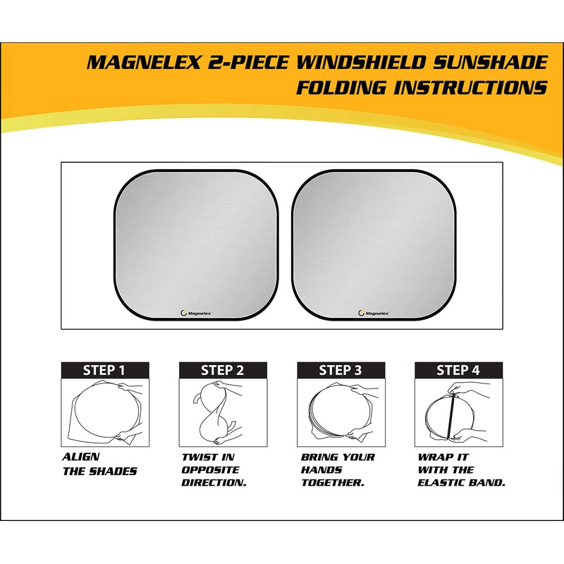 Magnelex Windshield Sun Shade - Reflective Fabric Blocks Sun and
