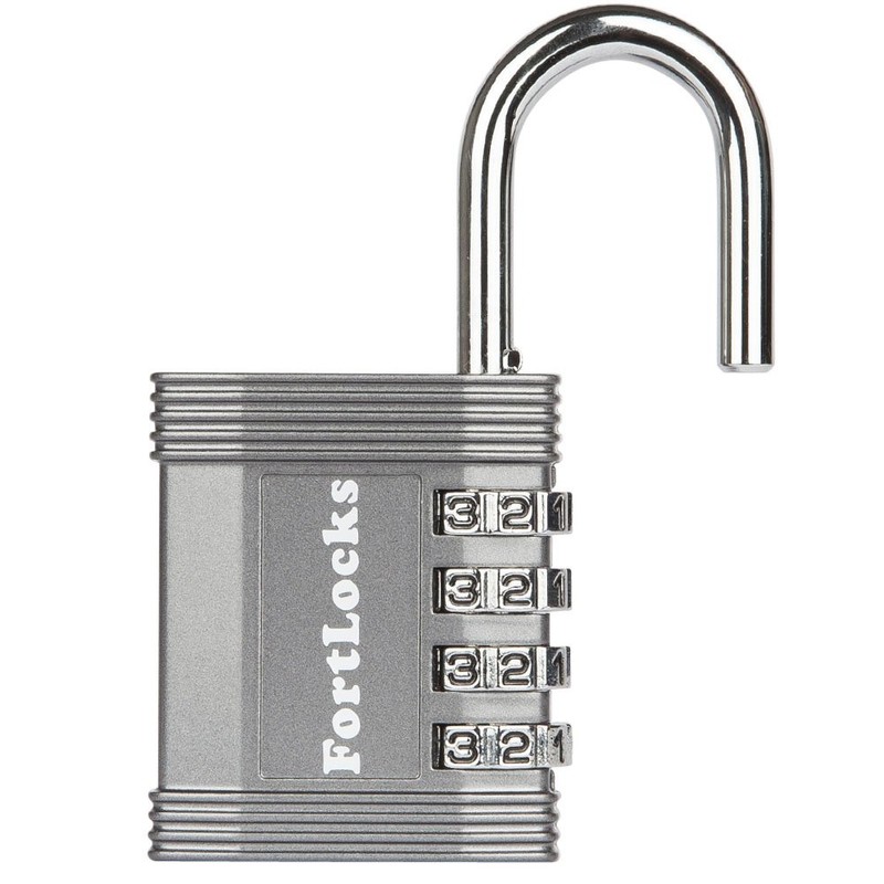 FortLocks Padlock - 4 Digit Combination Lock for Gym Outdoor