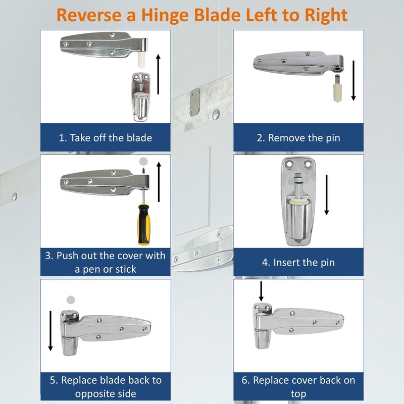 Kason 1245 Reversible Cam-Rise Hinge Chrome Finish for Freezer/Cooler/Refrigerator, 1245-201-54