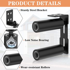 YogePote Slide Gate Roller Guide with Heavy Duty Steel L Wall Mounting Bracket, Adjustable Nylon Sliding Gate Support Assembly for Rolling Gate, Sliding Door, Wood Door, Garage Door (Black-2pcs, 6in)