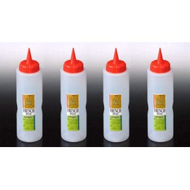 JapanBargain 3270x4, Set of 4 Squeeze Bottles Japanese Squirt Condiment Bottles Ketchup Bottle 11 ounce Made in Japan, Red