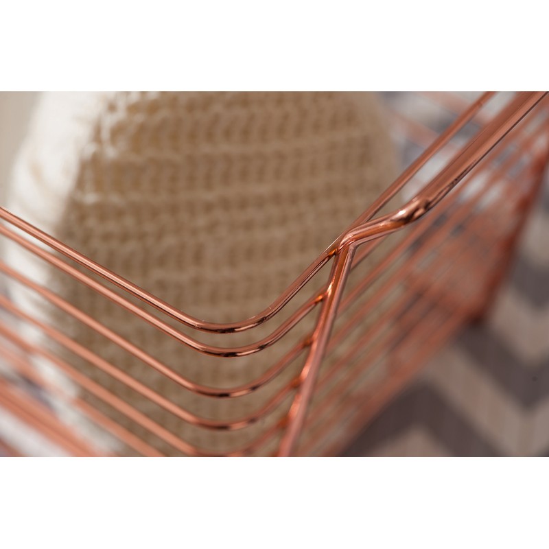 Premier Housewares Shine Wire Basket, Rose Gold, Large