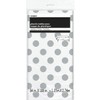 Unique Party 37283 - Plastic Silver Polka Dot Tablecloth, 9ft