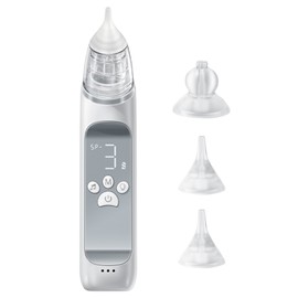 Portable Electric Baby Nasal Aspirator Baby Nose Sucker Nose Cleaner for Infants 3 Suction Levels Low Noise Colorful Light 10 Soothing Music with 3pcs Suction Tips