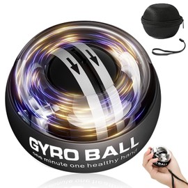 BeSokar Gyroball Wrist Exerciser Ball Auto Start 5 Level Resistance/Light Control Gyroscopic Forearm Trainer for Strengthening Arms Fingers Wrist (Metal Case)