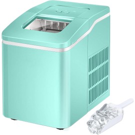 ARLIME Countertop Ice Maker Machine Portable Compact Ice Cube Maker, 9 Ice Ready in 8 Mins, 26Lbs/24H, Self-Cleaning Electric Ice Maker with Scoop and Basket for Home, Office, Party, Bar (Green)