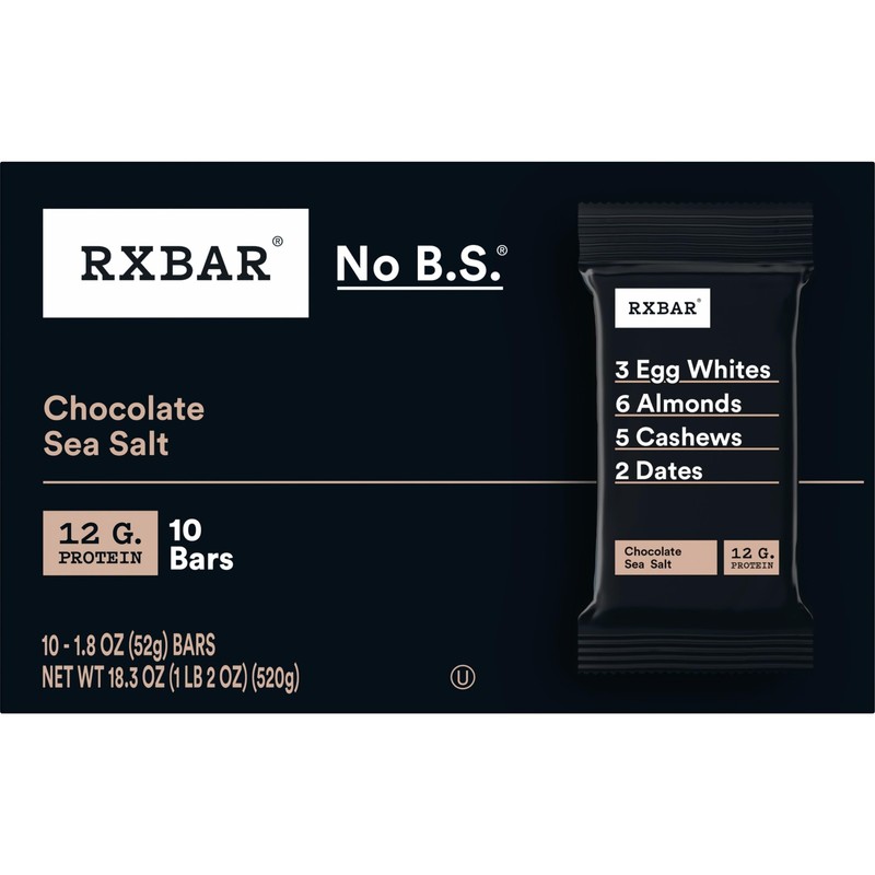 RXBAR Protein Bars, Protein Snack, Snack Bars, Chocolate Sea Salt,