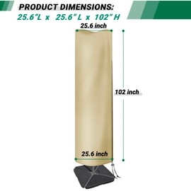 Patio Umbrella Cover for 9 to 13Ft Cantilever Umbrellas Waterproof 420D Oxford Umbrella Covers for Outdoor Umbrellas Protective Offset Umbrellas with Rod, Beige