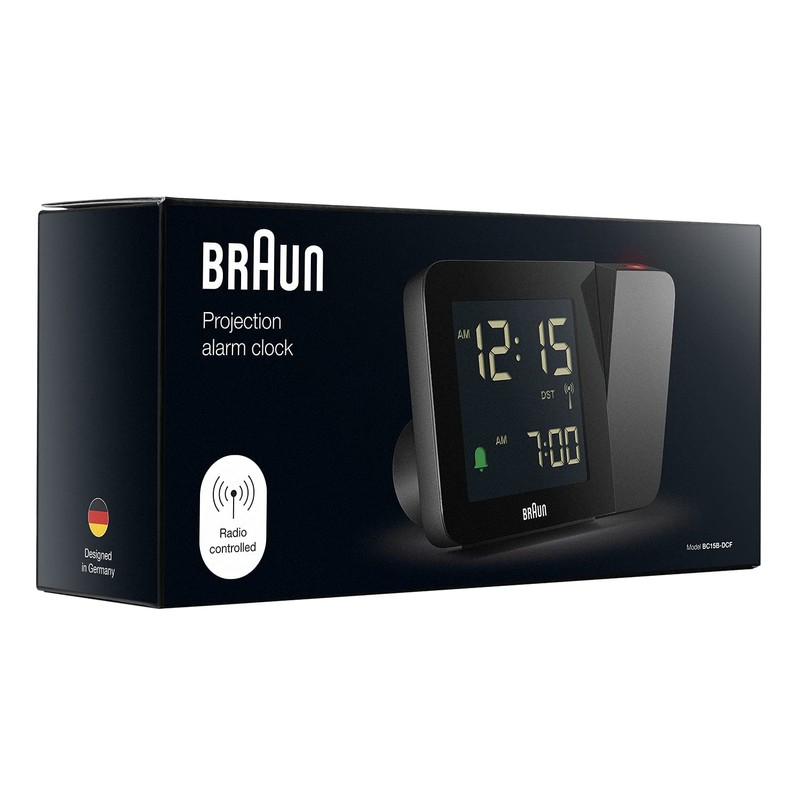 Braun Digital Projection Alarm Clock with 4 Backlight options, Negative