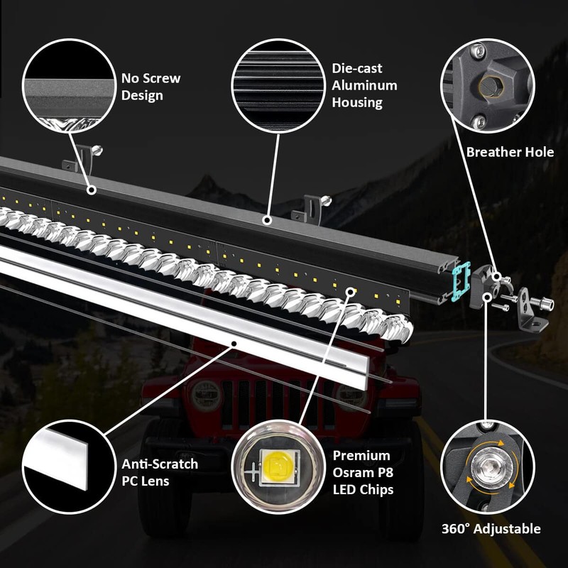 LASFIT 32 inch LED Light Bar, Single Row, Spot Flood