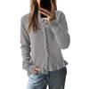 PRETTYGARDEN Womens Fall Button Down Cardigans Chunky Knit Ruffle Open
