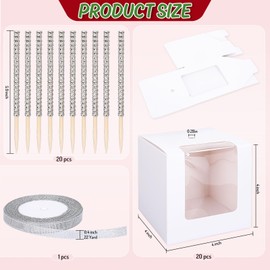 Whaline 20Pcs Candy Apple Boxes with Bling Stick Hole Set Caramel Apple Gift Boxes for Christmas Valentine's Day Birthday Wedding Baby Shower