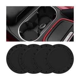 Zipelo Car Cup Holder Coasters, 4PCS Anti Slip 2.75 Inch Vehicle Drink Insulated Mat, Dustproof Automotive Interior Water Bottle Protection Pad Accessories, Universal for SUV, Sedan, Truck (Black)
