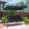 Swing Canopy Waterproof Cover Outdoor 3 Seat Chair Top Cover(Black)