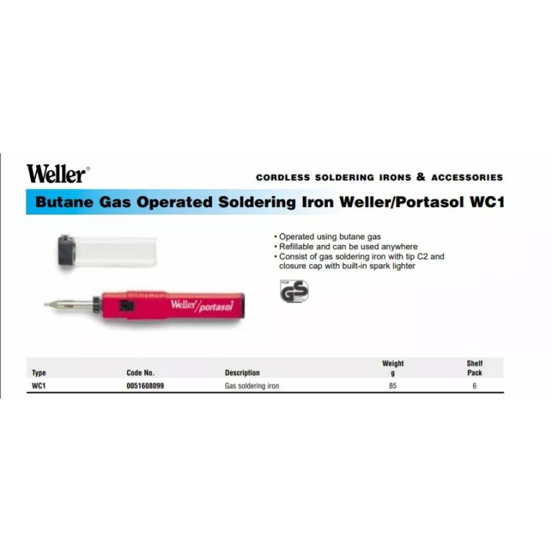 WELLER PORTASOL C1C CORDLESS BUTANE SOLDERING IRON