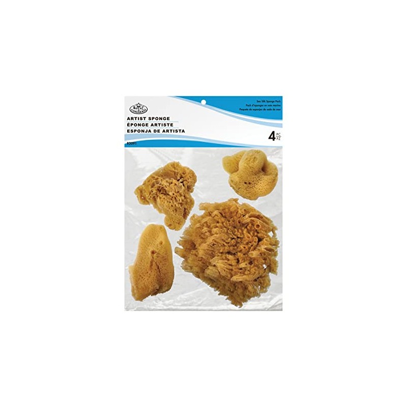 ROYAL BRUSH Natural Ocean Artist Sponges, 3 Silk/1 Jumbo, 4/pkg