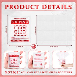 Timgle 200 Pcs Stain Remover Wipes Individual Wrapped Wipes Stain Remover Mini for Clothes Fabric Laundry Carpet Messy Eater Car Seat Upholster Clean (White)