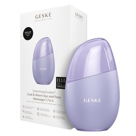GESKE SmartAppGuided™ Cool & Warm Eye & Face Massager | 7 in 1 | Multi Massager | Face & Neck | Battery-free Cooling & Warming | Firms, Relaxes & De-Puffs Skin | Eye-Nose Area Targeted Design