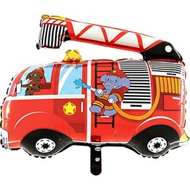 GRABO 30 Zoll Feuerwehrwagen mit Feuerwehrmannfolieballon (CS101)
