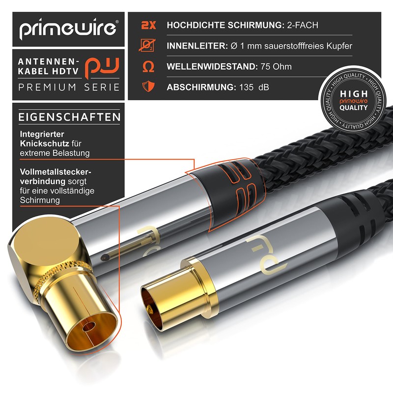 CSL - 0.5 m Angled Antenna Cable with Braiding 8k