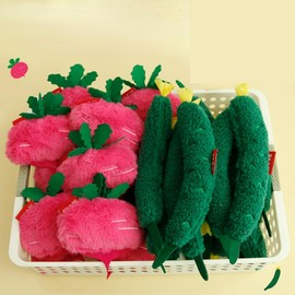 Layheld Cat Plush Toy Realistic Vegetable Set Cucumber Radish Shapes Sound-Making Plush Felt Fabric Catnip Crinkle Paper Dog Cat Accessories Pet Gifts for Christmas (Radish 3pcs)