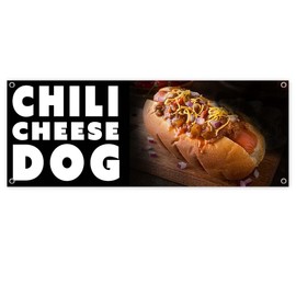 Chili Cheese Dog Banner 13 oz | Non-Fabric | Heavy-Duty Vinyl Single-Sided With Metal Grommets