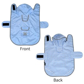 MAMORE Dog Raincoat Reversible,Waterproof Dog Rain Coat Hooded Slicker Poncho with Reflective Strip, Plaid Double Layer Rain Jacket for Small Medium Large Dogs (Light Blue, XX-Large)