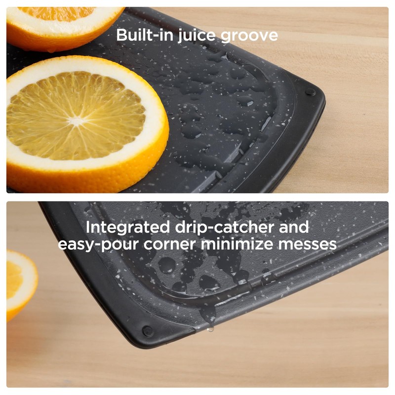 Romon Plastic Chopping Board, 2 Pieces, Chopping Boards Non-Slip Handles