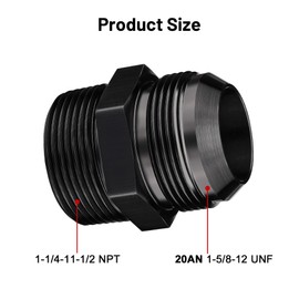 EVIL ENERGY 20AN Male Flare to 1-1/4" NPT Pipe Straight Fitting Adapter Aluminum Black