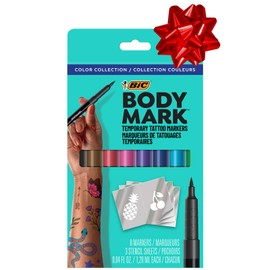 BIC BodyMark Temporary Tattoo Marker with Cosmetic Quality and Skin Safety, 8-Count in Assorted Colors