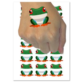 Colorful Tree Frog Temporary Tattoo Water Resistant Fake Body Art Set Collection - 54 1" Tattoos (1 Sheet)
