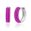 925 Sterling Silver Fuchsia Crystal Hoop Earrings for Women |