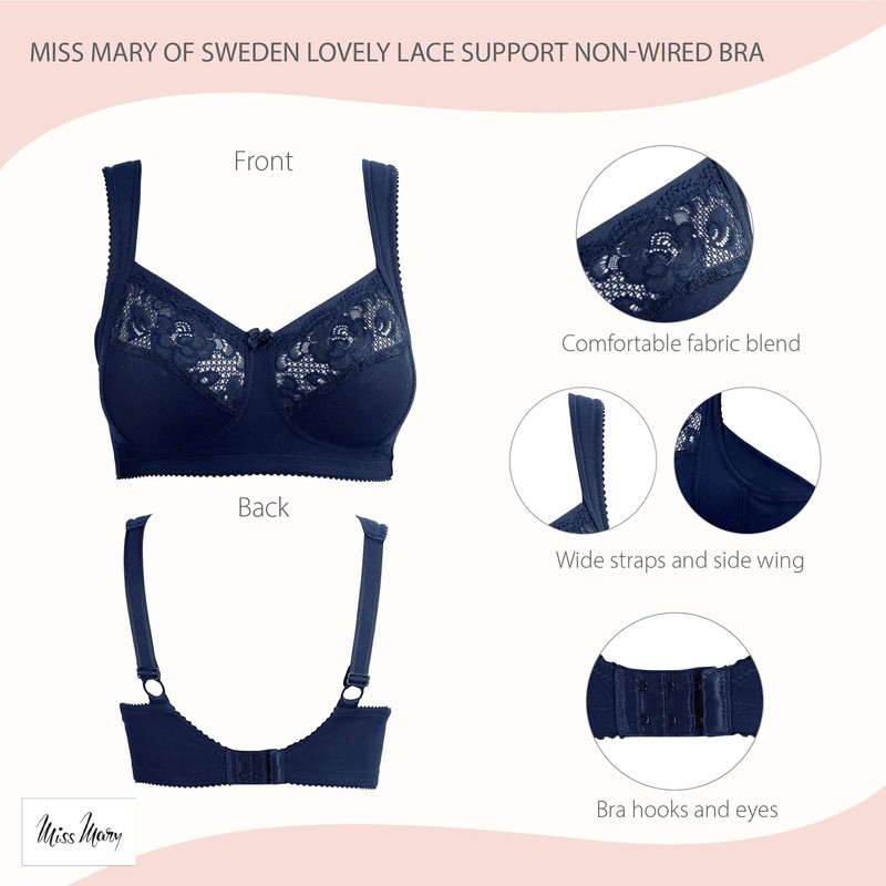 Miss Mary of Sweden Lovely Lace Support Non-Wired Comfort Cotton