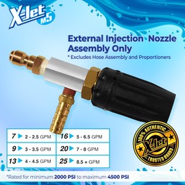 X-Jet M5 Nozzle Only #13 - Adjustable Long-Range External Injection Pressure Washing - From 0 to 60 Degree Spray Pattern - Replacement Nozzle for X-Jet M5 Kit- W/ 2000 to 4500 PSI 4-4.5 GPM