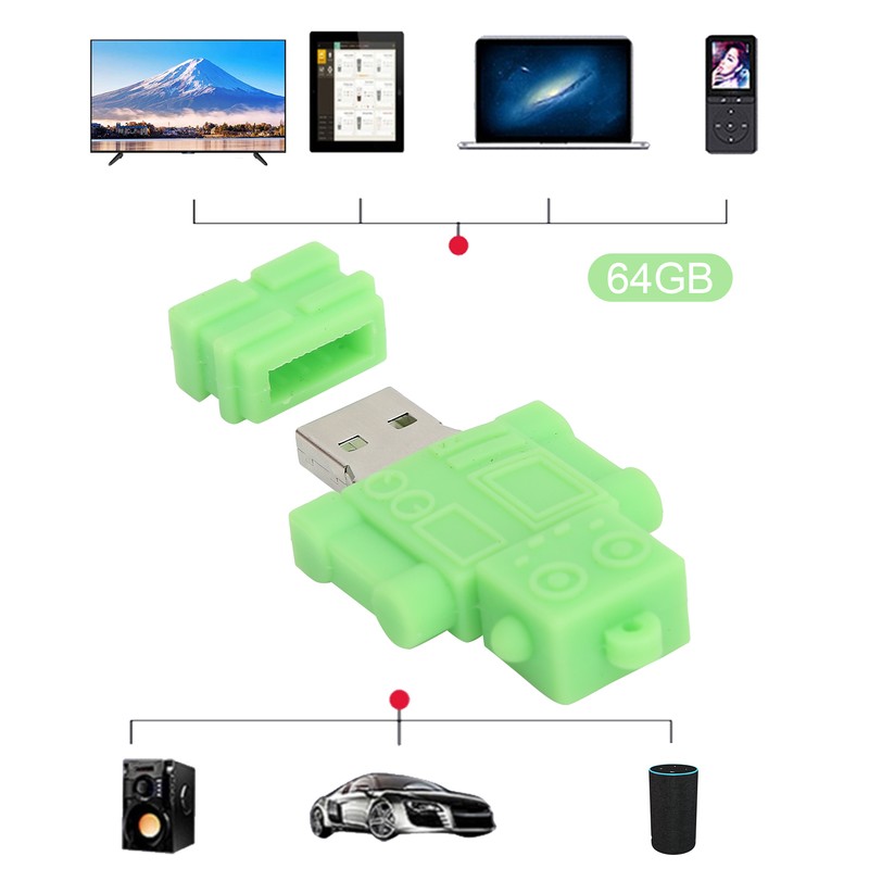 Cartoon U Disk Green Robot Appearance High Speed Bulk Storage