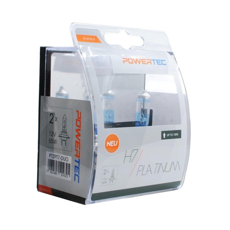M-Tech PTPT7-DUO PowerTech Platinum + 130% H7 12V 55W Bulb