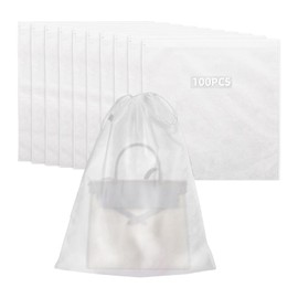 100PCS Dust Bags for Handbags, 15.7 x 15.7 In Dust Bag with Rope for purses, Non Woven Storage Bag for Purses, Handbag Travel Organizer for Packing, Home Closet Organizer Dust Cover (100, 15.7x15.7in)